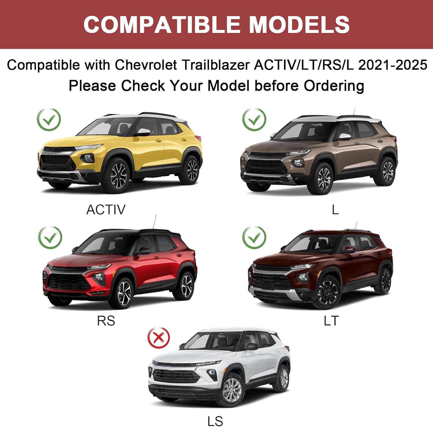 KINGGERI Cross Bars Roof Rack Compatible with Chevy Chevrolet Trailblazer 2021-2026 L LT ACTIV RS, 220lbs Heavy Duty Aluminum Roof Rails Crossbars Cargo Carrier Rooftop SUV Accessories