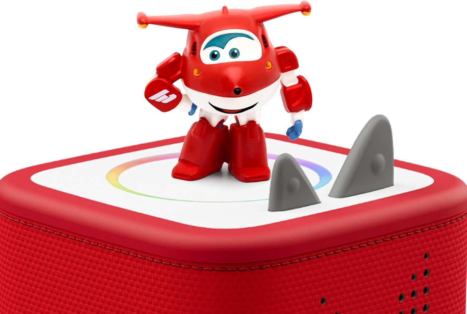 Tonies Jet Audio Toy Figurine placed on a red Toniebox