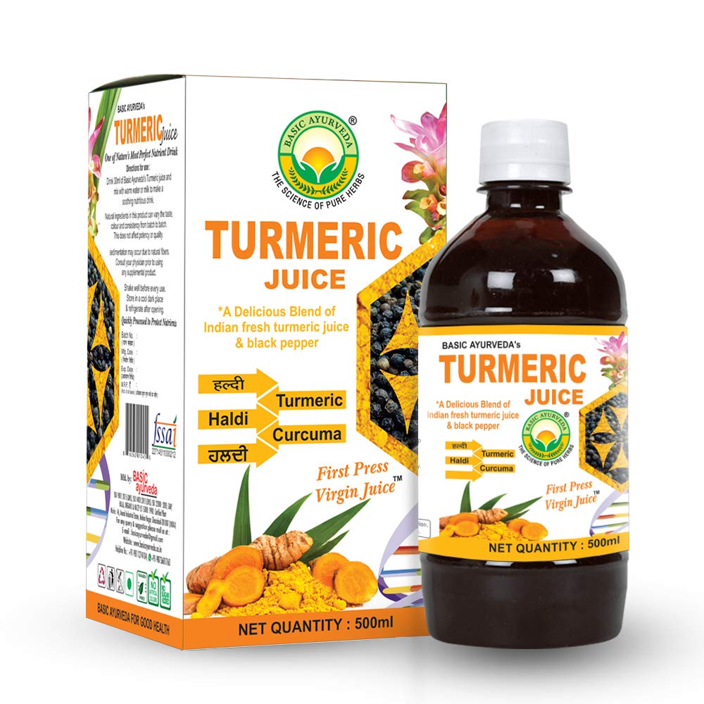 Basic Ayurveda Natural 100% Organic Herbal Juice | All types of health problems | Ayurvedic Juice Good For Health | (Basic Ayurveda Turmeric Juice 500ml)