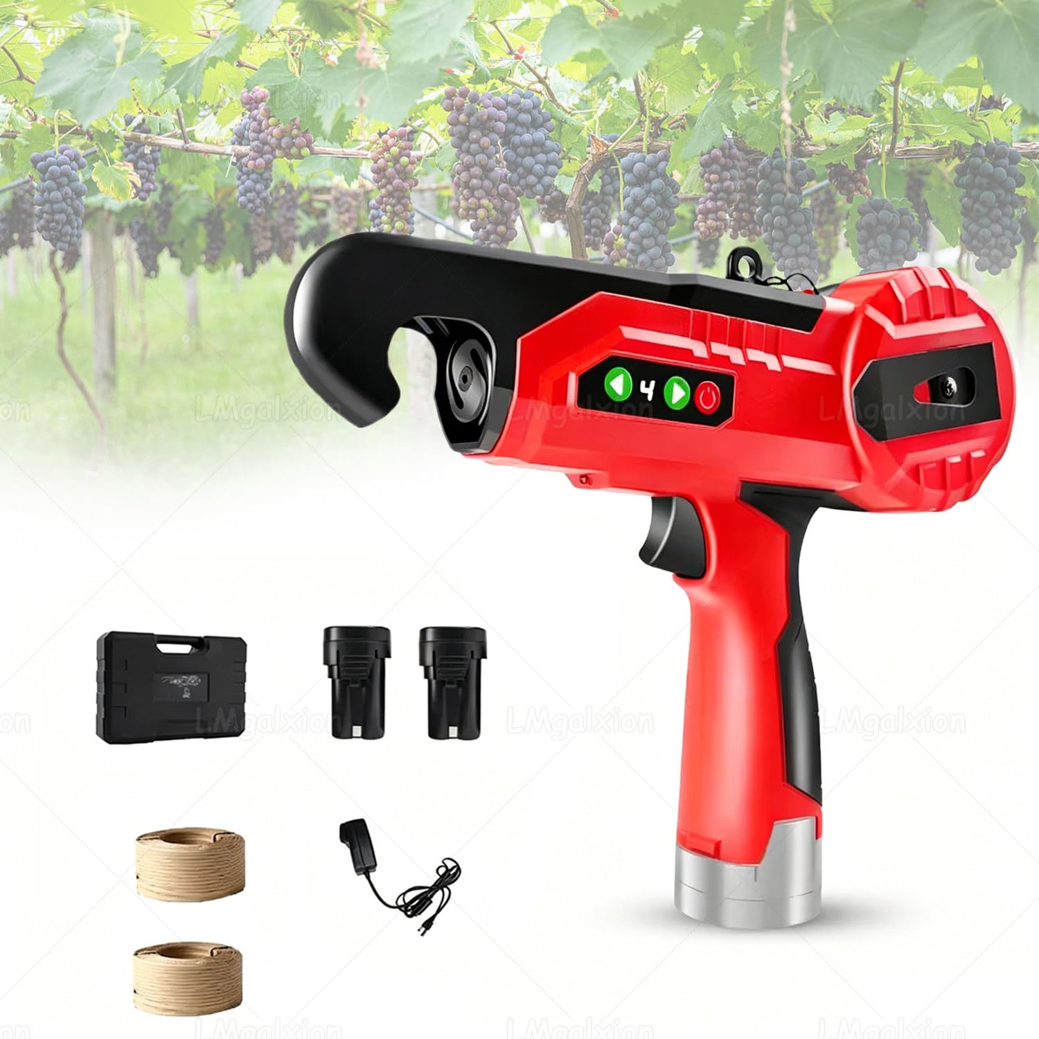 Electric Plant Vines Tying Machine,Handheld 1-Second Quick Tie Automatic Tomato Plant Tying Tool with 4 Adjustable Tightness,25mm Max Diameter,Wireless Vineyard Tape Tool for Grapes Cucumbers Kiwi