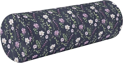 Miniatura 1 de Almohada de cuello con diseño floral de flores moradas tamaño queen para cama, almohadas redondas decorativas para el cuello, fundas de almohada