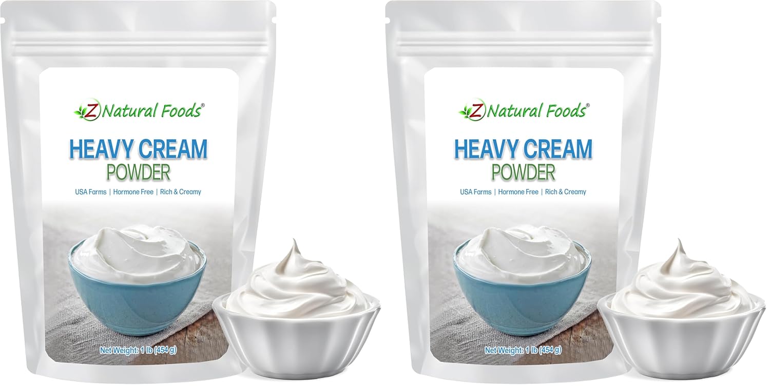 Z Natural Foods Heavy Cream Powder - Nutrient-Dense, Delicious Powdered Cream with 1-Year Shelf Life - Easy to Use & Perfect for Coffee, Baking & Recipes, Keto-Friendly, Gluten-Free, 1 lb