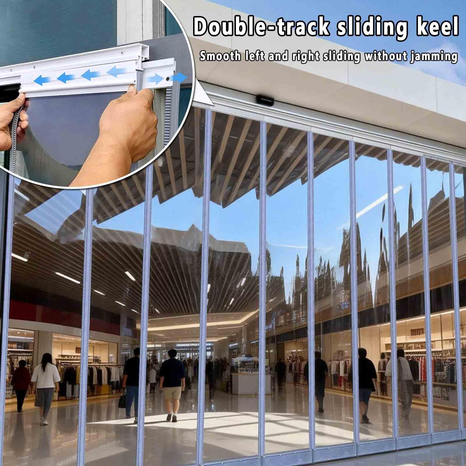 Rideau À Lanières Rideau De Porte Exterieur Rideaux À Lamelles Transparent Imperméable Rideau Laniere PVC Coulisse À Gauche Et À Droite Facile À Installer(1.6 mm,H290cmxW50cm)