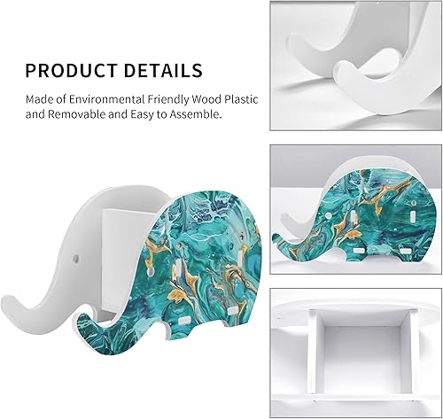 Miniatura 4 de Yrebyou Portalápices de elefante de mármol con soporte para teléfono, organizador de suministros de escritorio, multifunción, extraíble, accesorios