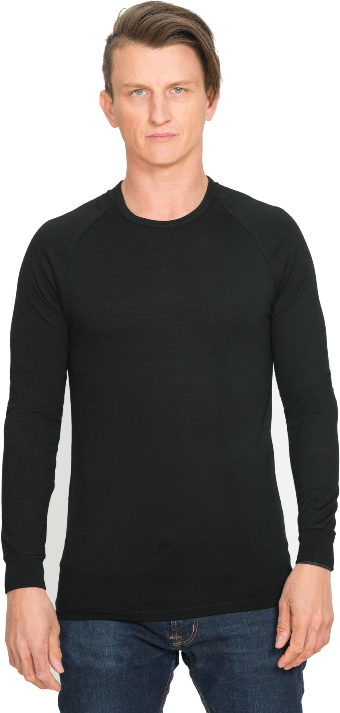 100% Merino Wool Base Layer Men, New Zealand Made, Long Sleeve Thermal Top, Warm Undershirt for Winter