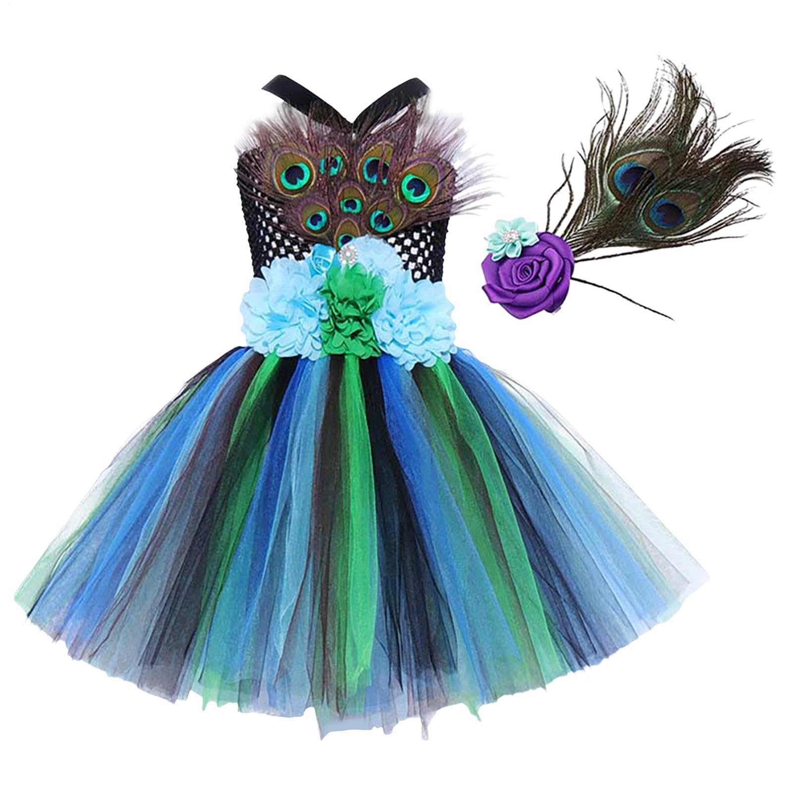 Generico Tutu Abito Costume Senza Maniche con Design Uccellino e Copricapo