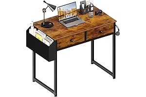 Lufeiya Small Computer Desk with 2 Drawers for Bedroom
