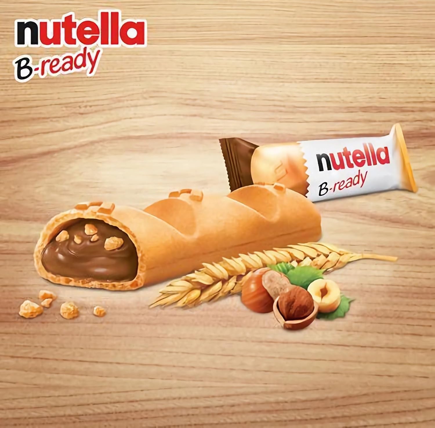 Ferrero: "Nutella B-ready " a crisp wafer of bread in the form of mini baguette stuffed with a creamy Nutella 15 pieces 10.13 oz (286g) [ Italian Import ]