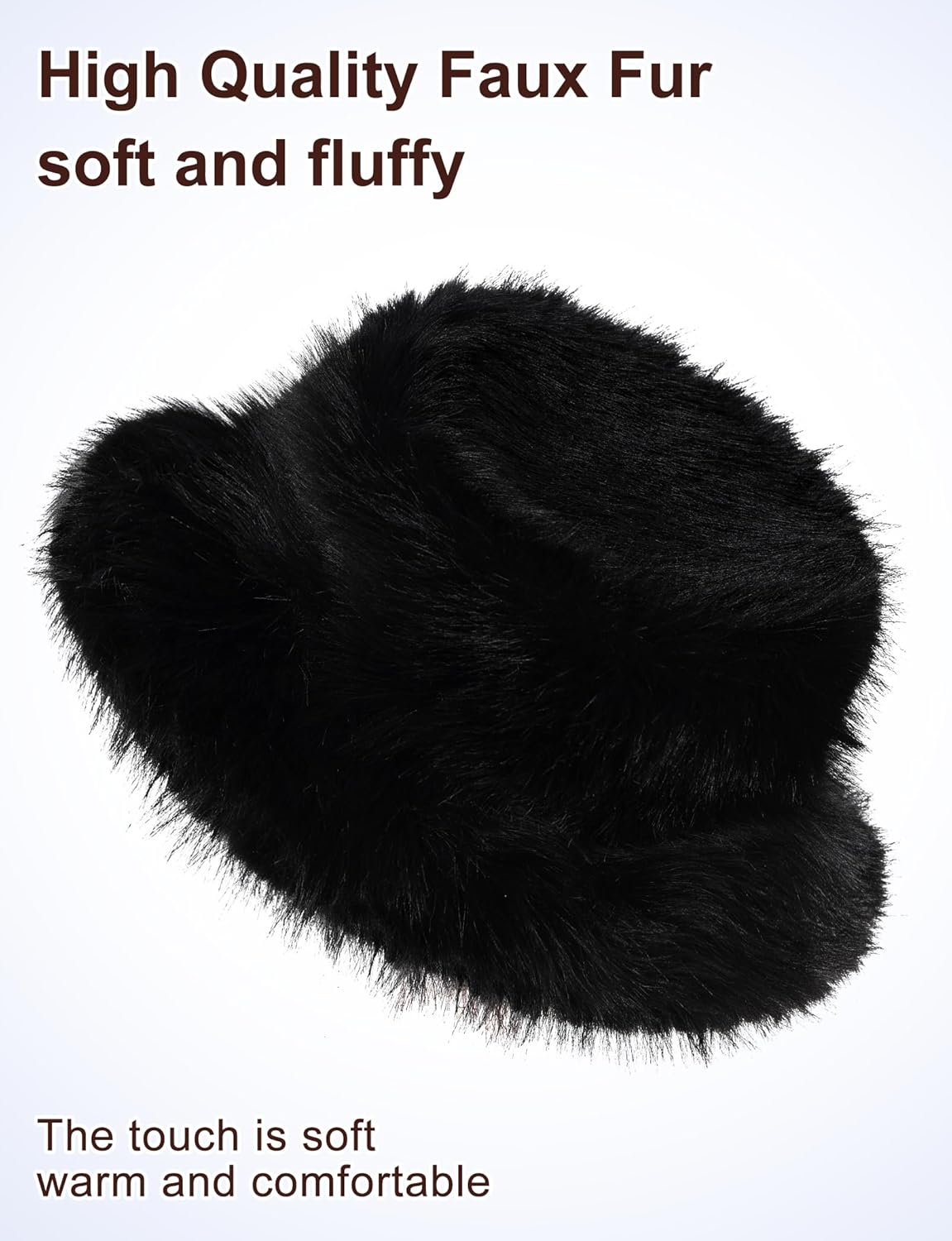 BFONS Women's Faux Fur Wide Brim Bucket Hats Winter Soft Warm Fuzzy Hat Plush Fashion Fluffy Fisherman Cute Cap 2026 - Image 5
