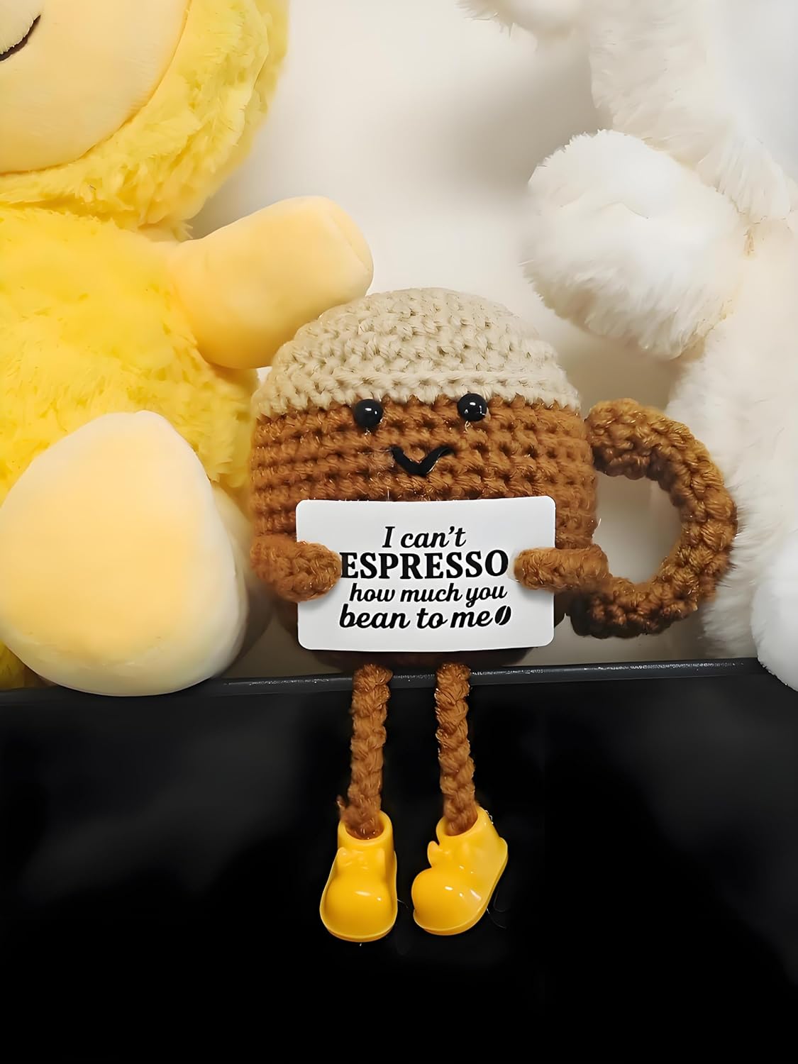 Birthday Gifts for Women,Cute Coffee Mug Desk Decor,Positive Espresso Emotional Crochet Handmade, Funny Happy Christmas Dolls for Women Men Girls Coffee Lover Gifts - Image 3