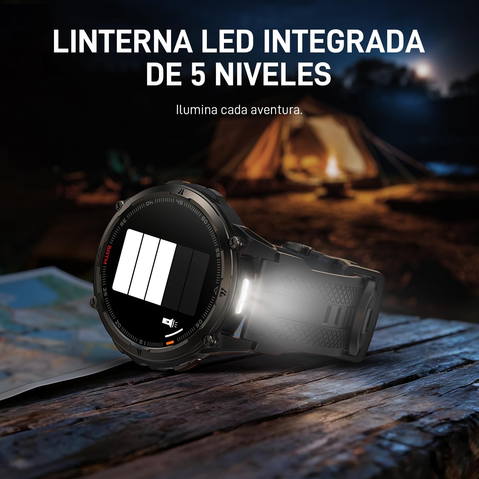 KOSPET Orb 2 Reloj Inteligente Hombre y Mujer, GPS Doble Banda,5 ATM e IP69 | Smartwatch Militar AMOLED 1.43",16 Días Batería, Linterna LED, 170+ Deportes, Ritmo Cardíaco y Sueño para Android iPhone