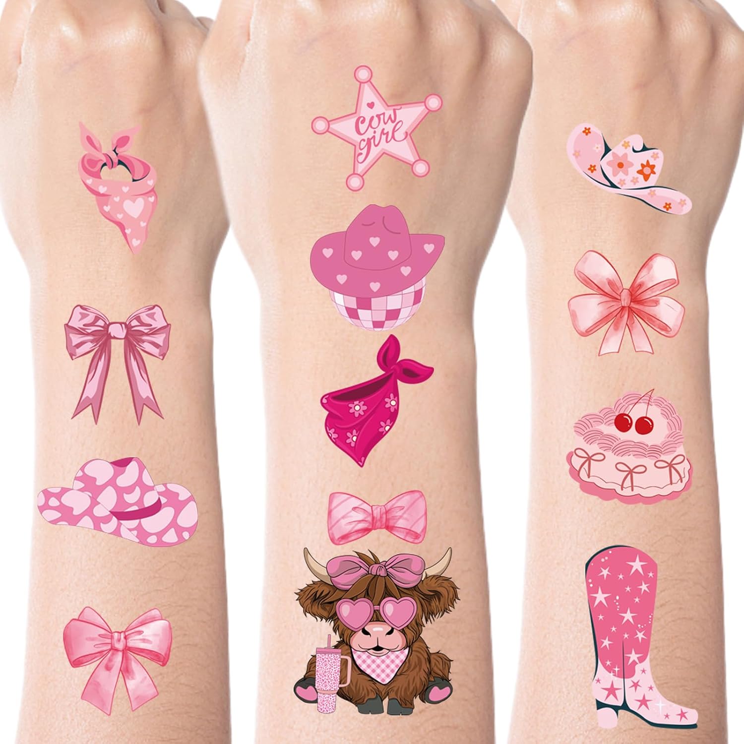 Coquettte Pink Bow Temporary Tattoos - Fun Party Favors