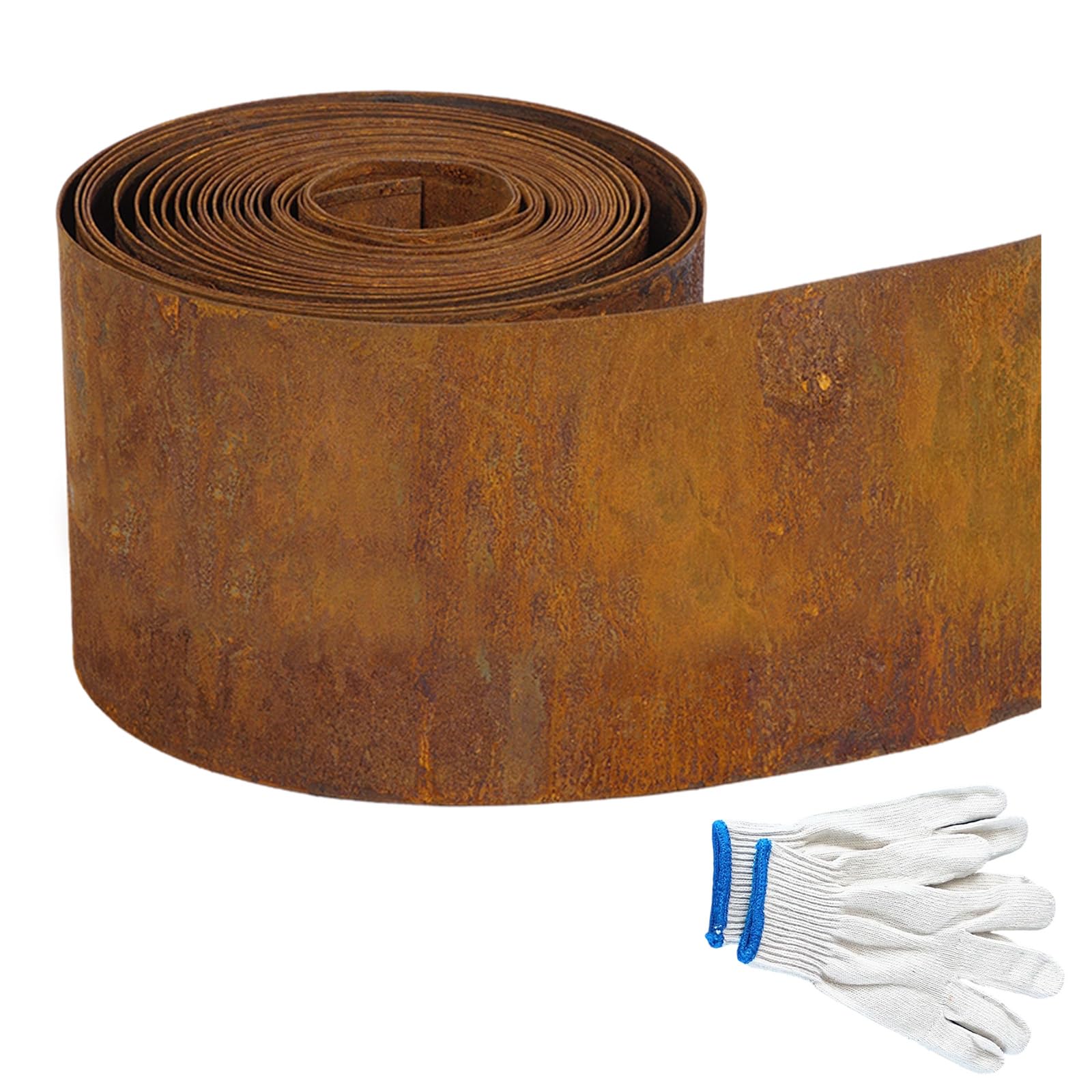 ohbien 10 m de borde de césped de acero corten flexible de acero corten para césped, borde de metal de 15 cm de alto, resistente a la intemperie, fácil montaje para jardín, bancal, césped y caminos