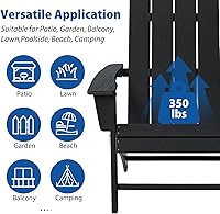 Vista 9 de Silla plegable Adirondack resistente a la intemperie, sillas plegables para hoguera de polietileno de alta densidad al aire libre, silla Adirondack