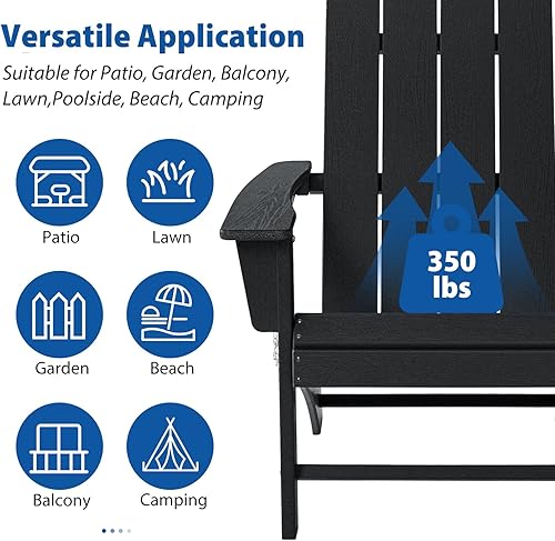Miniatura 9 de Silla plegable Adirondack resistente a la intemperie, sillas plegables para hoguera de polietileno de alta densidad al aire libre, silla Adirondack