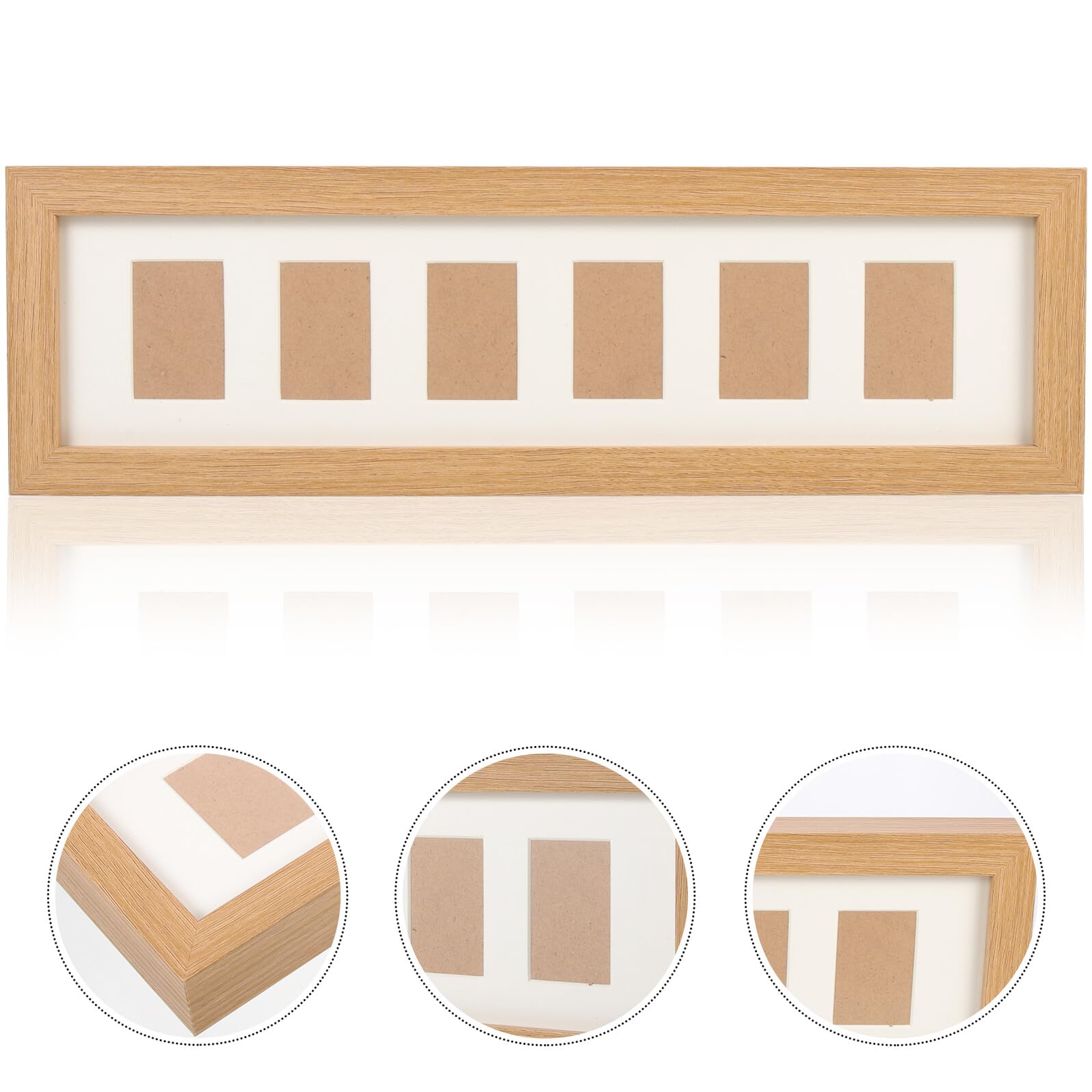 TOYANDONA Marco de Fotos de Madera para Bebés 6 Agujeros, Soporte de Escritorio para Recuerdo de Primer Año, Portafotos Infantil para Recién Nacidos y Decoración de Habitación
