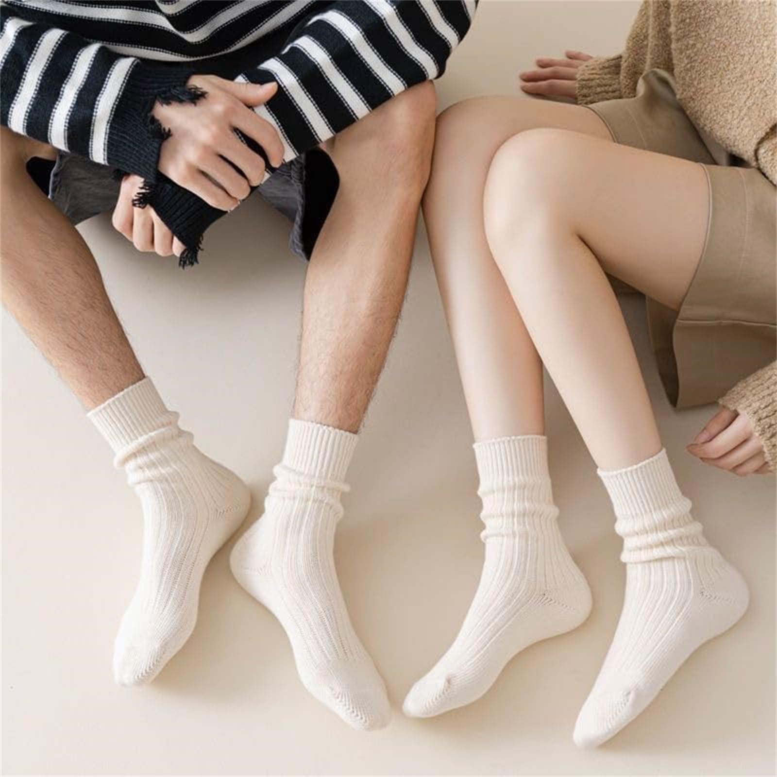 PLZSITDOWN Women Slouch Socks Knit Mid Calf Rib Tube Scrunchy - View #5