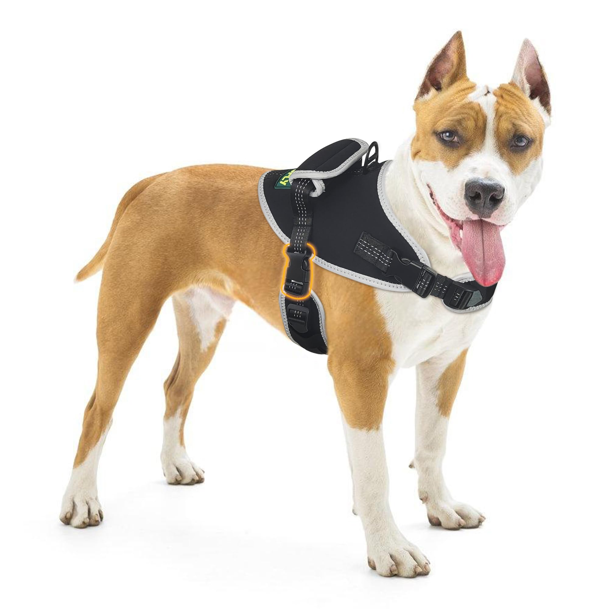 KISFLY Dog Harness, No Pull, No Choke, Reflective Safety, Adjustable, Black XL