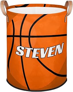 Custom Name Large Laundry Basket Basketball Texture Personalized Foldabl...
