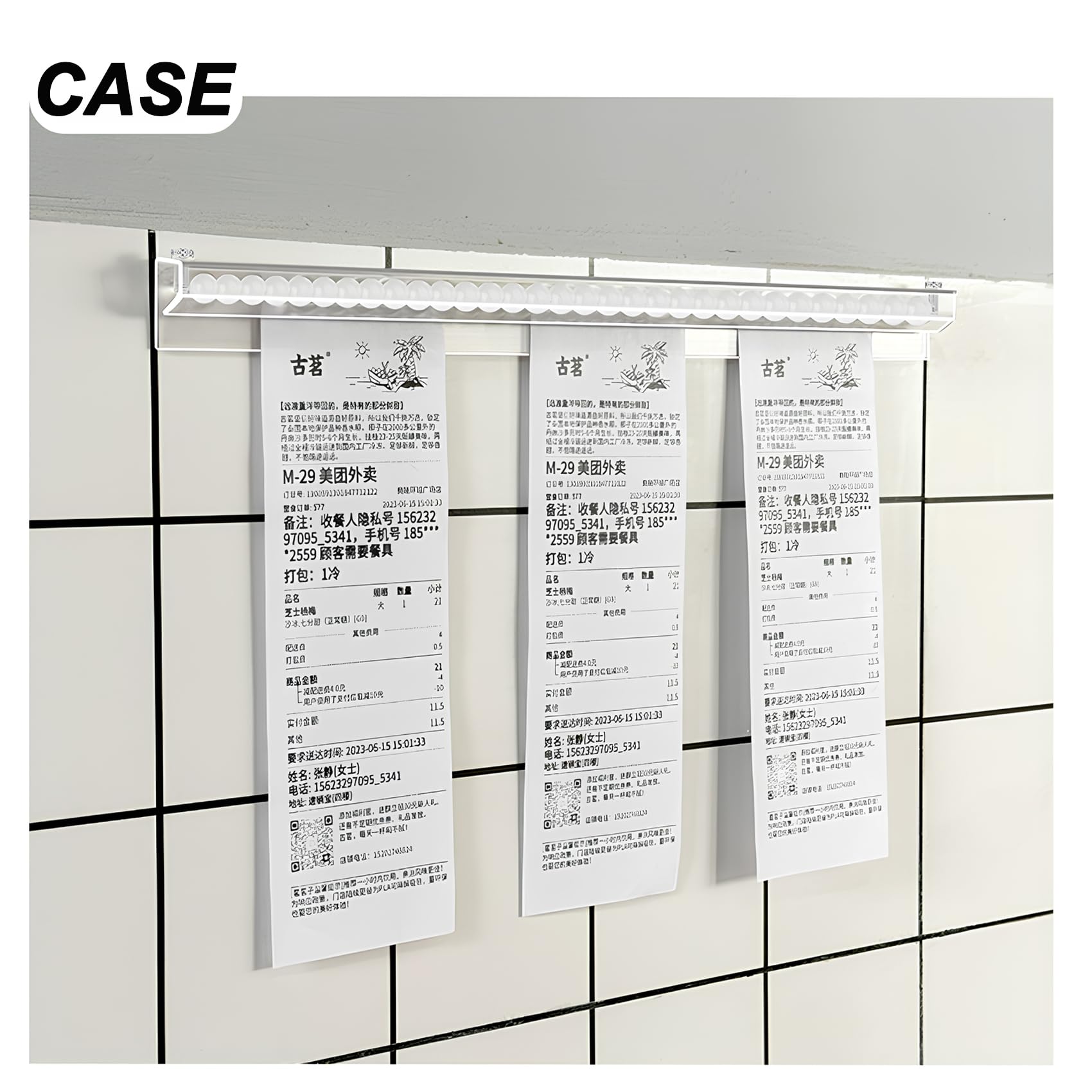 Paquete de 3 soportes apilables para recibos para restaurante, soportes para boletos de pedido sin taladro, para paredes de restaurante, refrigerador, hogar, cocina, pubs, oficinas, bares, cafeterías