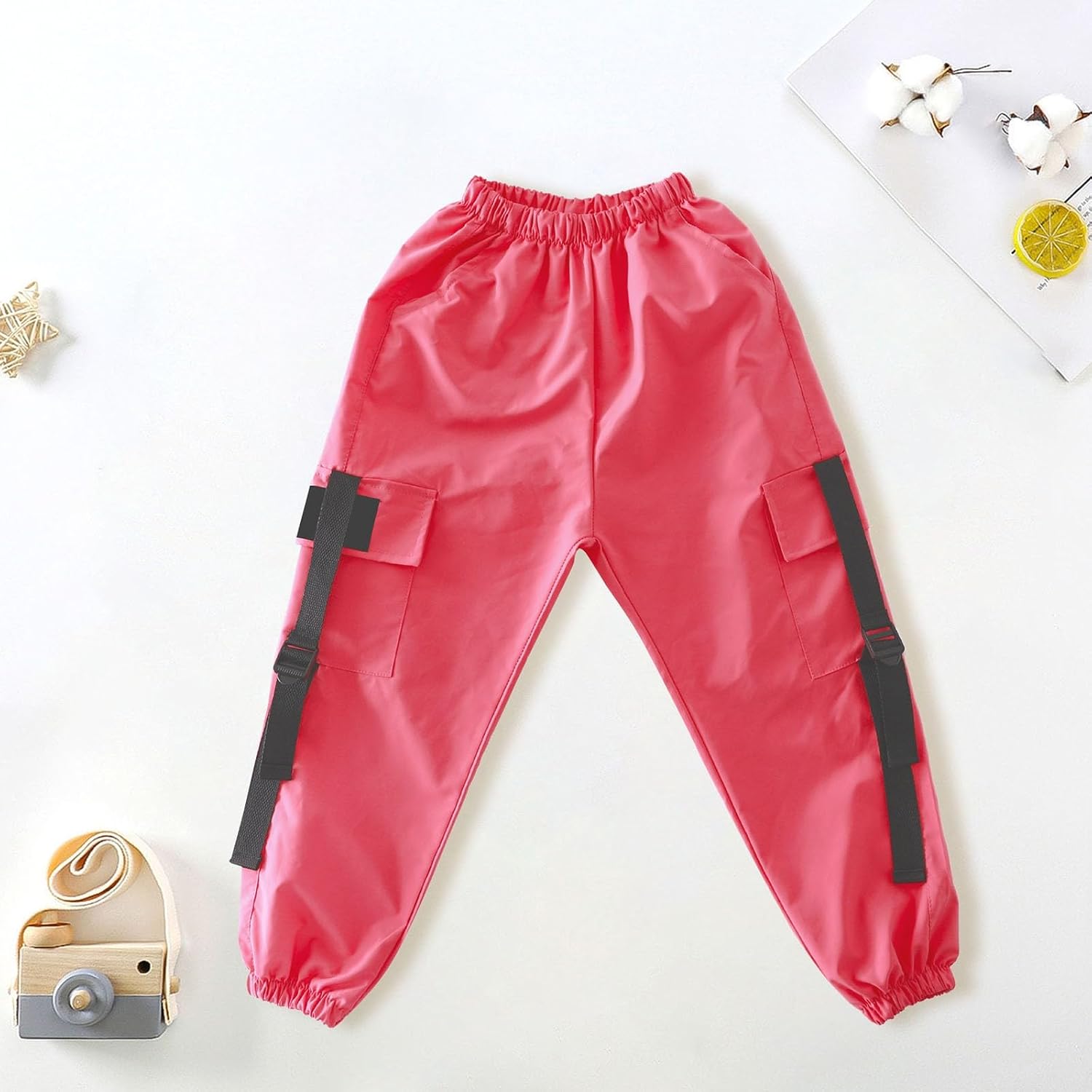 Red Cargo Pants for Girls Teen Baggy Streetwear Hip Hop Dance Cotton Cargo Jogger Pants for Girl Clothes Fall/Winter