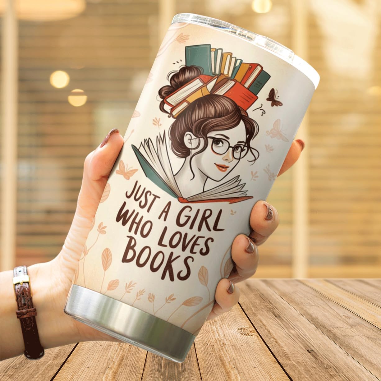 CUBICER Just A Girl Who Loves Books Stainless Steel Tumbler For Book Lovers Women Readers Teachers 20 Oz Library Reading Gift Cup Insulated Drink Hot Heat Bottle Coffee Iced Mug - Image 4