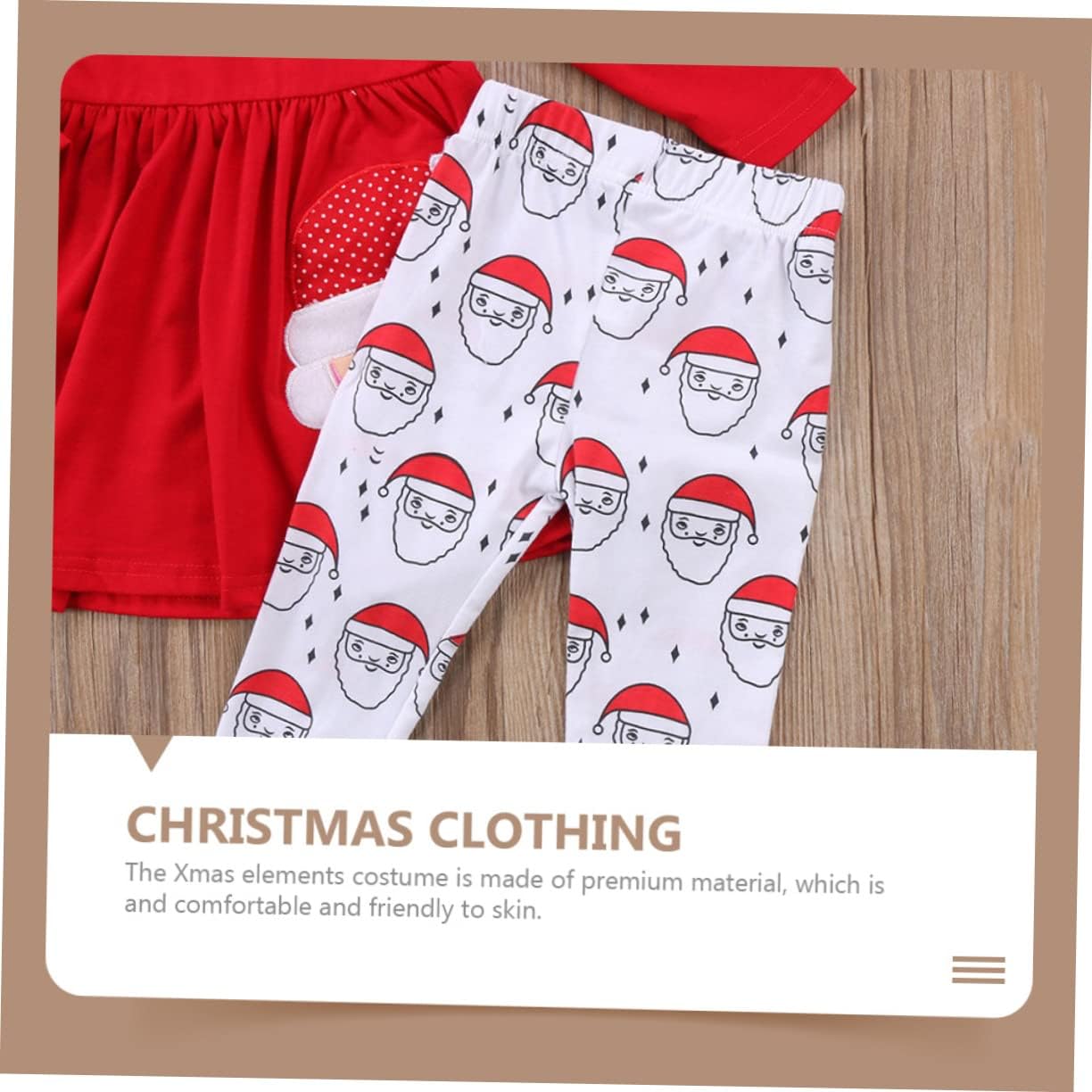 VICASKY 1set Girls Christmas Outfit Adorable Santa Claus Printing Pants Bowknot Top for Holiday Parties Stage Performances Dress-up Events Comfortable Warm