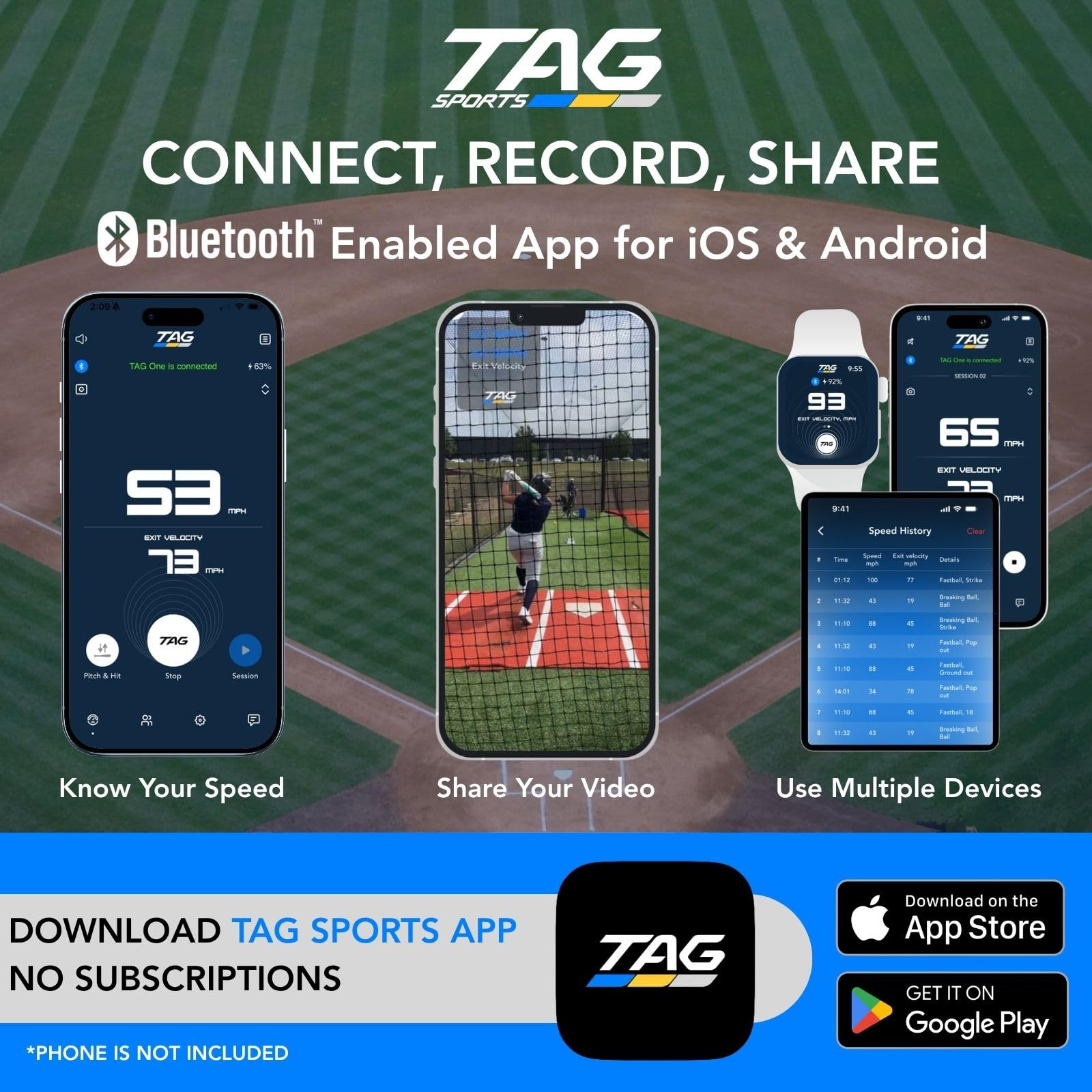 Amazon.com: TAG ONE Sports Radar with 6 Hour Rechargeable Battery 