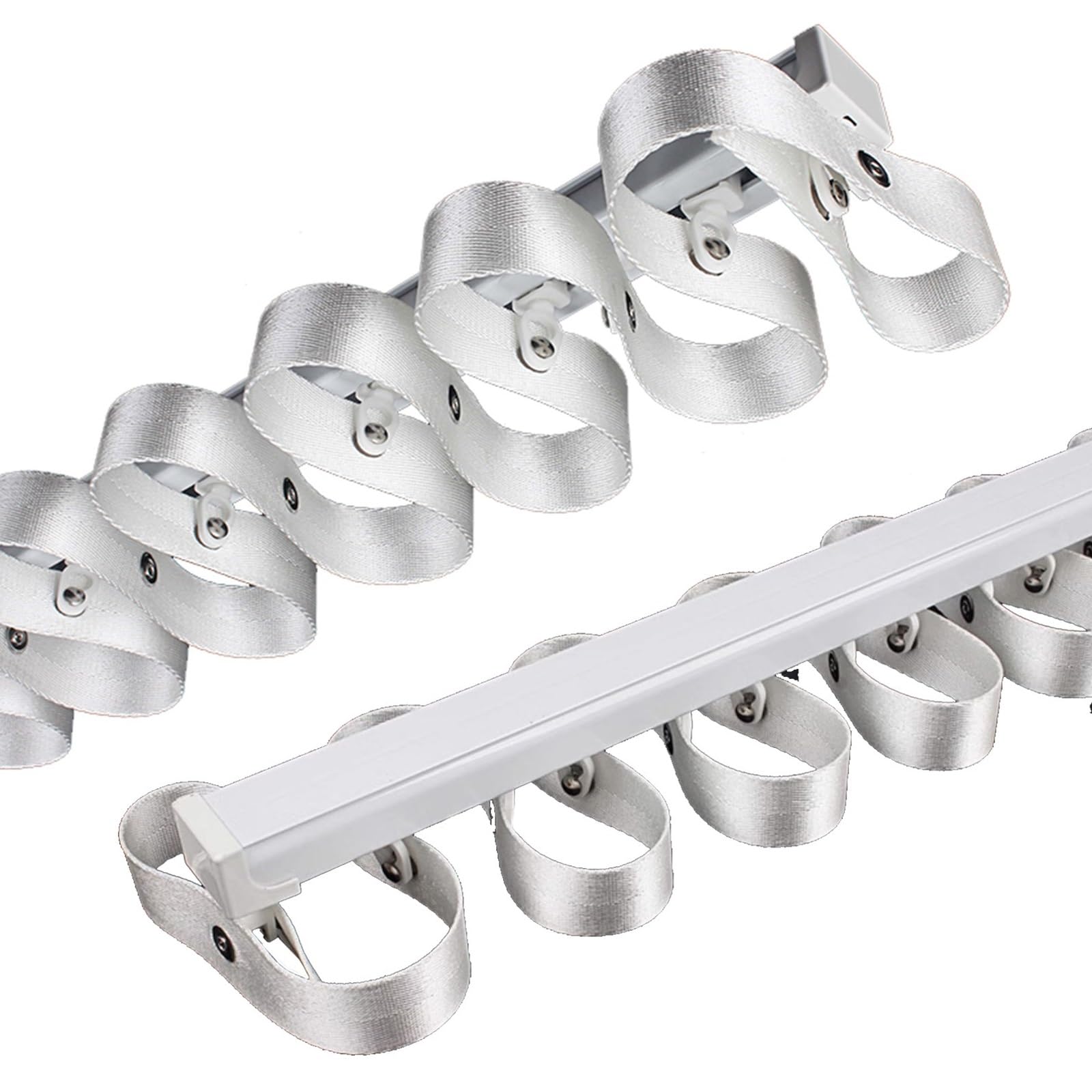 S-shaped Wavy Ceiling Curtain Track Set, Heavy-Duty Aluminum Sliding Curtain Rail, Ripple Fold Traverse, Ceiling/Wall Mount, Room Divider-Sliding Curtain Rail(110CM(3.6FT))