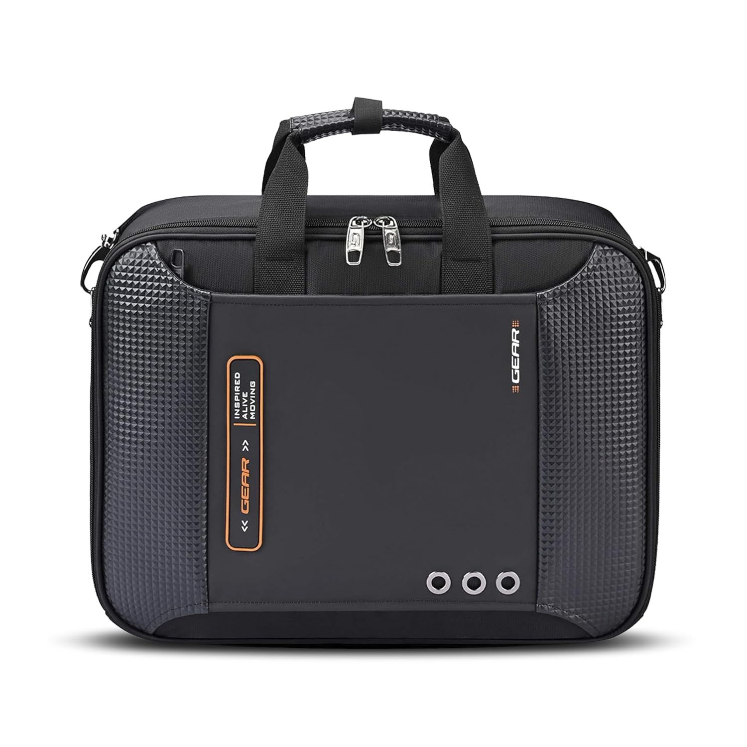 Gear Inspired Alive Moving 14L/16″ Faux Leather Water Resistant Laptop Briefcase/Office bag/Laptop Messenger for Men/Women (Black – Orange) Gear Inspired Alive Moving 14L/16″ Faux Leather Water Resistant Laptop Briefcase/Office bag/Laptop Messenger for Men/Women (Black – Orange)