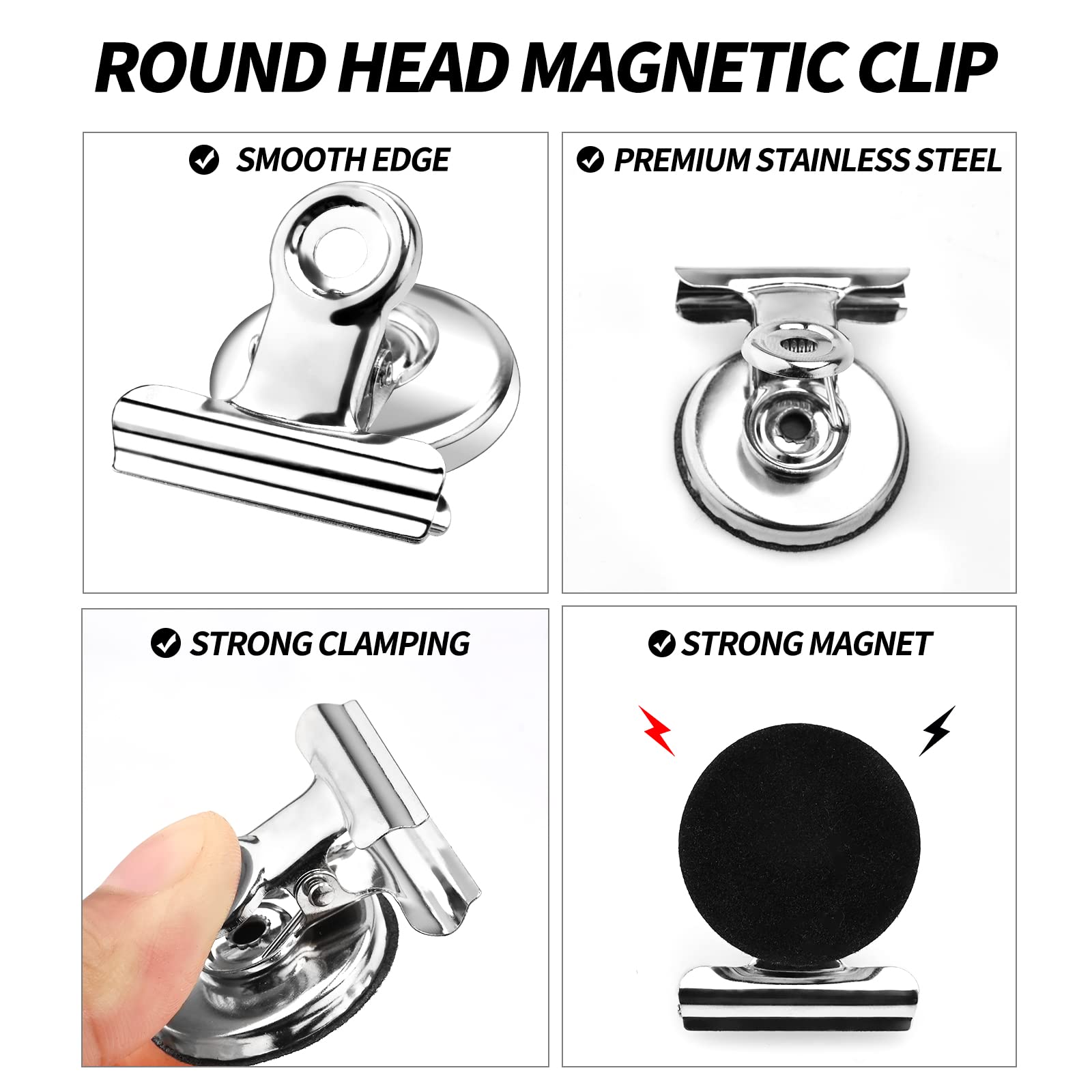 HomeZone 5 Magneti Con Gancio Per Frigorifero – Clip In Acciaio Inox, Forti, Antigraffio, Per Casa Ufficio Scuola - 2