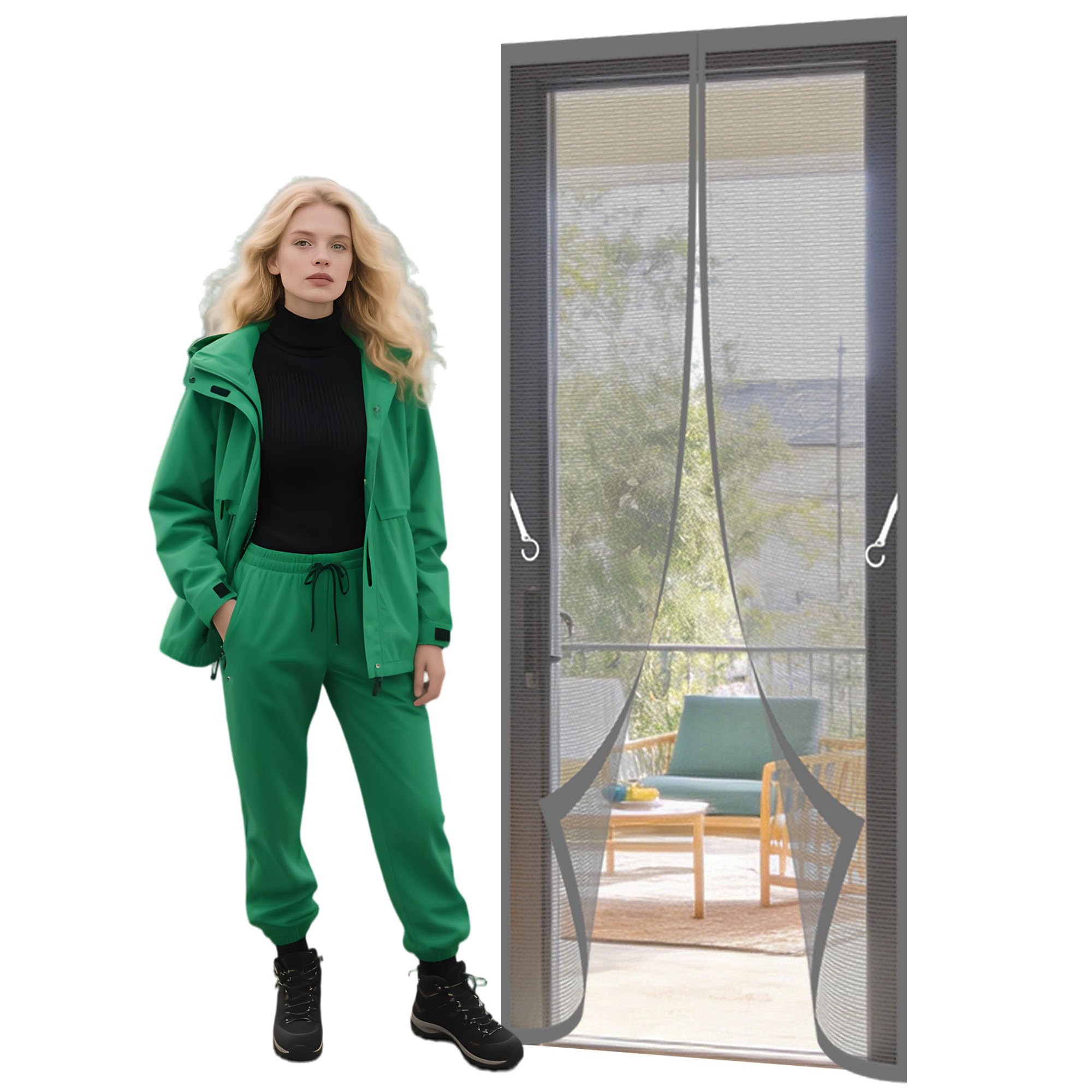 Magnetic Fly Screen Doors 127 x 262 cm Self Sealing Fly Insect Screen Door Keeping Out Flies Bug for Home, Bedroom, Living Room, Kitchen, Patio, Grey