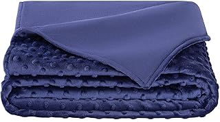 5 STARS UNITED Weighted Blanket Cover – 60”x80”, Navy Blue, Minky Dot | Solid Minky Fleece - Removable Duvet Cover Only