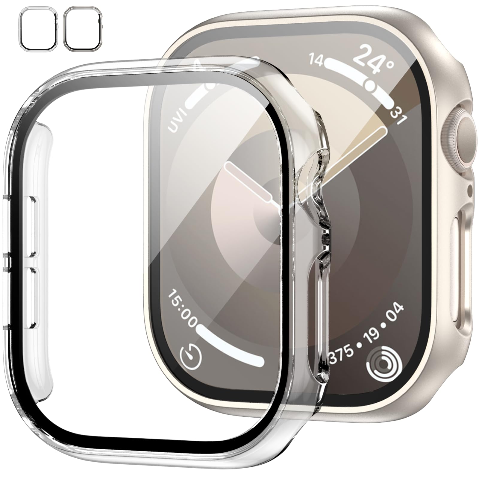 2 Pack Case with Tempered Glass Screen Protector for Apple Watch Series 3/2/1 42mm,Slim Guard Bumper Full Coverage Hard PC Protective Cover HD Ultra-Thin Cover for iWatch 42mm,Starlight+Clear