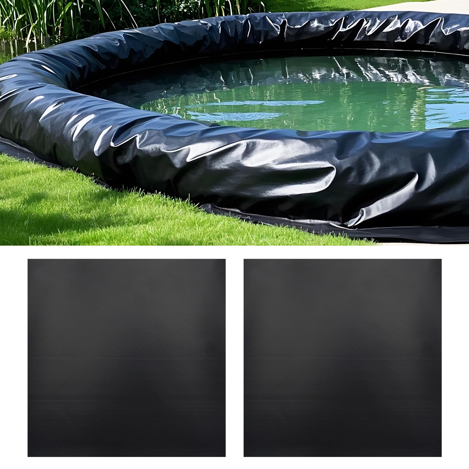 Jinkox 2pcs 20 x 20 cm Pond Liner Repair Patches, Pond Liner Repair Kit Rubber Pond Butyl Liner Kit Thickened Seam for Outdoor Garden Pond