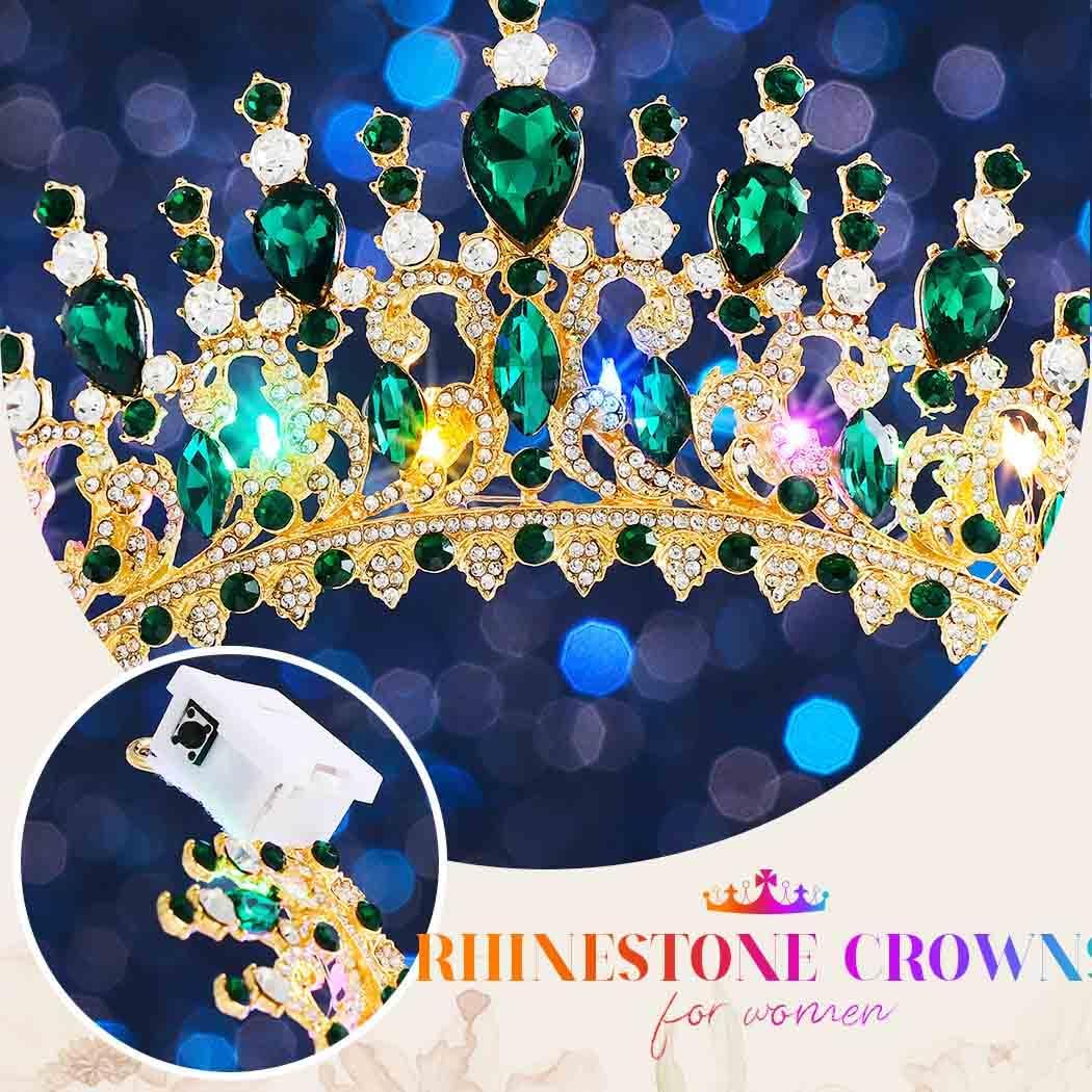 Brishow Light Up Princess Silver Rhinestones Tiaras, Bride Wedding Garden Crowns, Crystal Medieval Hair Piece for Women - Image 6