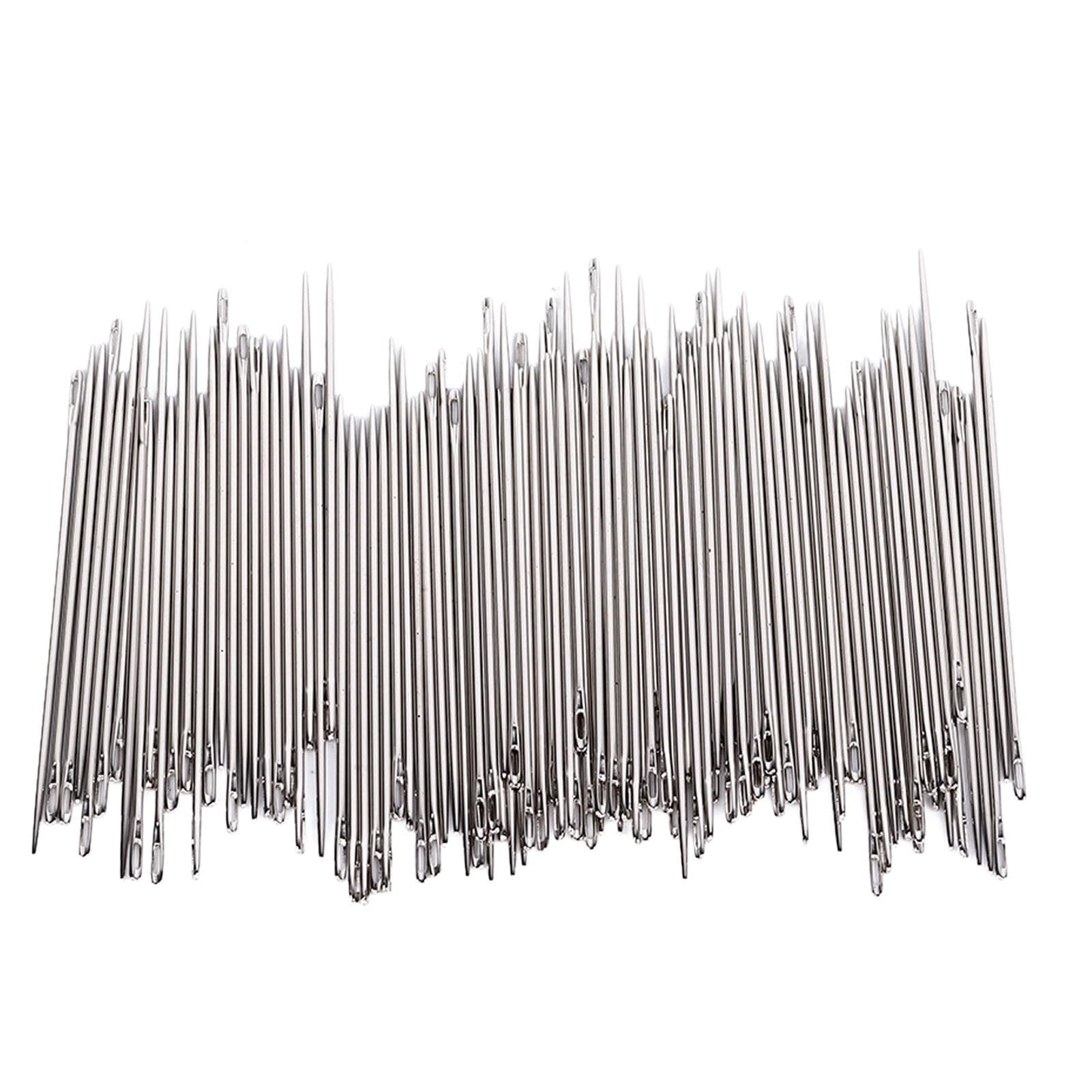 XHTLLO 100Pcs Stainless Steel Hand Sewing Needles Set, for Leather Fabric Furniture Crafting(1.02 * 54mm)
