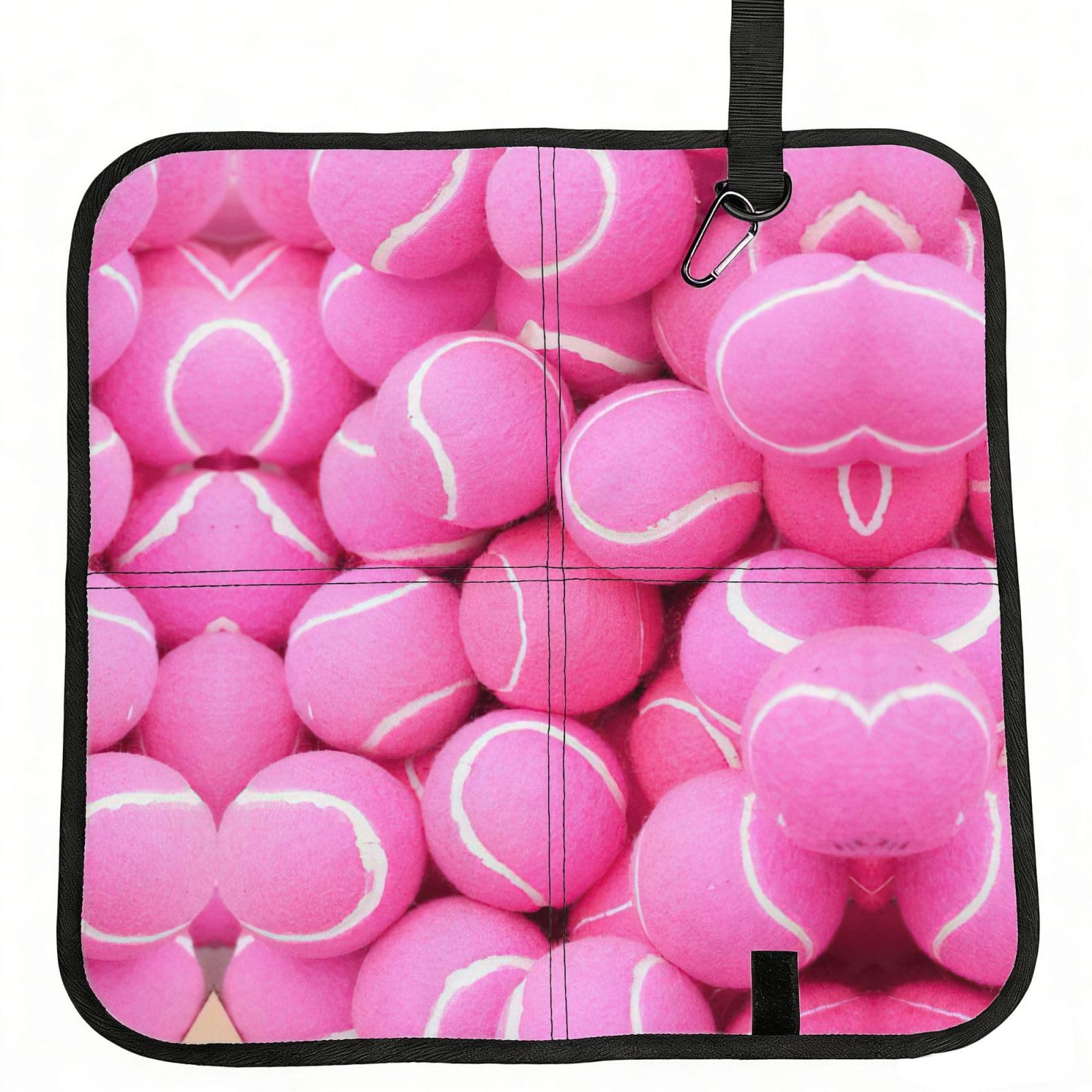 YQxwJL Bright Pink Tennis Balls Print Foldable Seat Cushion, Oxford And Pvc Waterproof Portable Seat Pad For Outdoor Camping Hiking