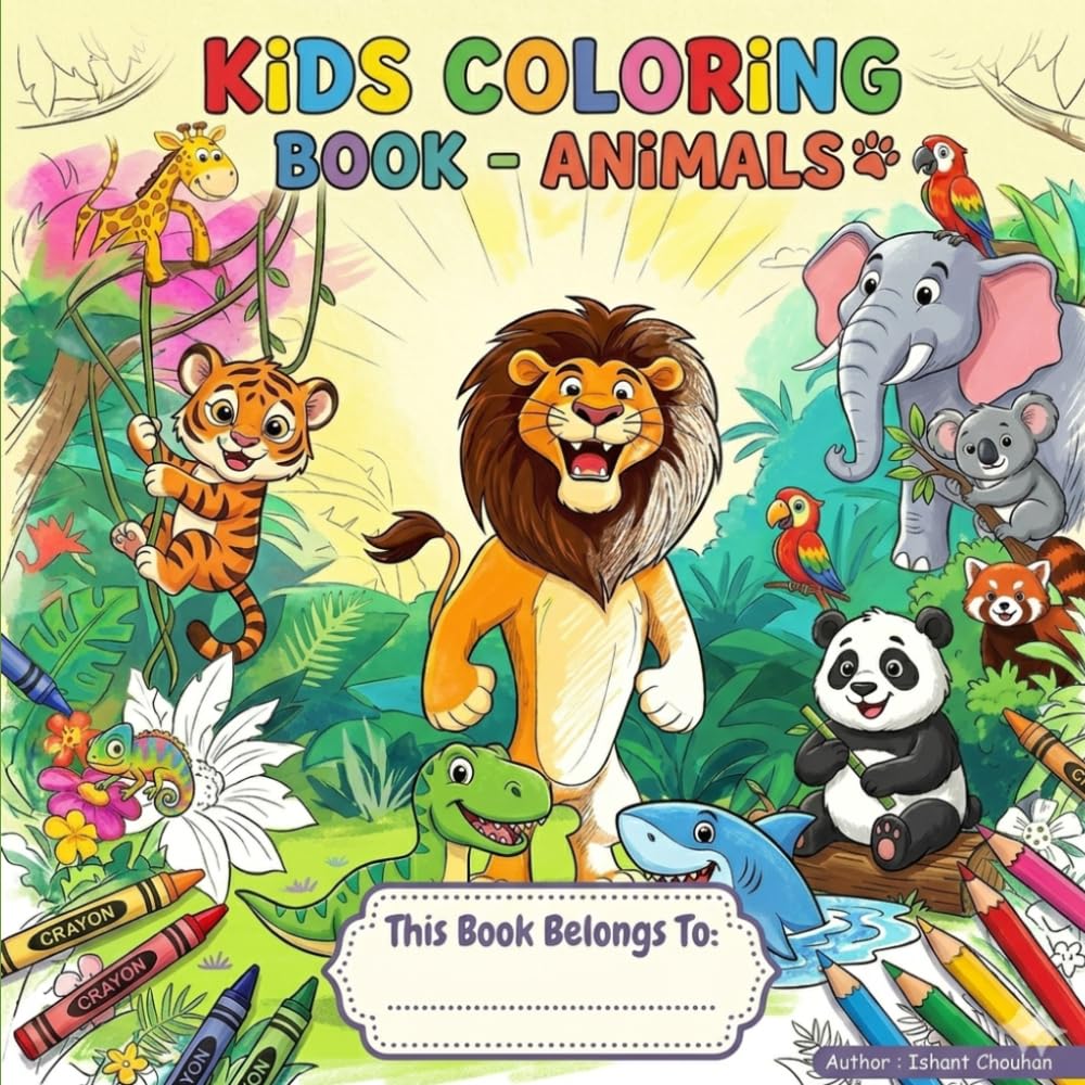 Learn Animals with Fun Coloring: Cute Animal Coloring Pages with name and pictures
