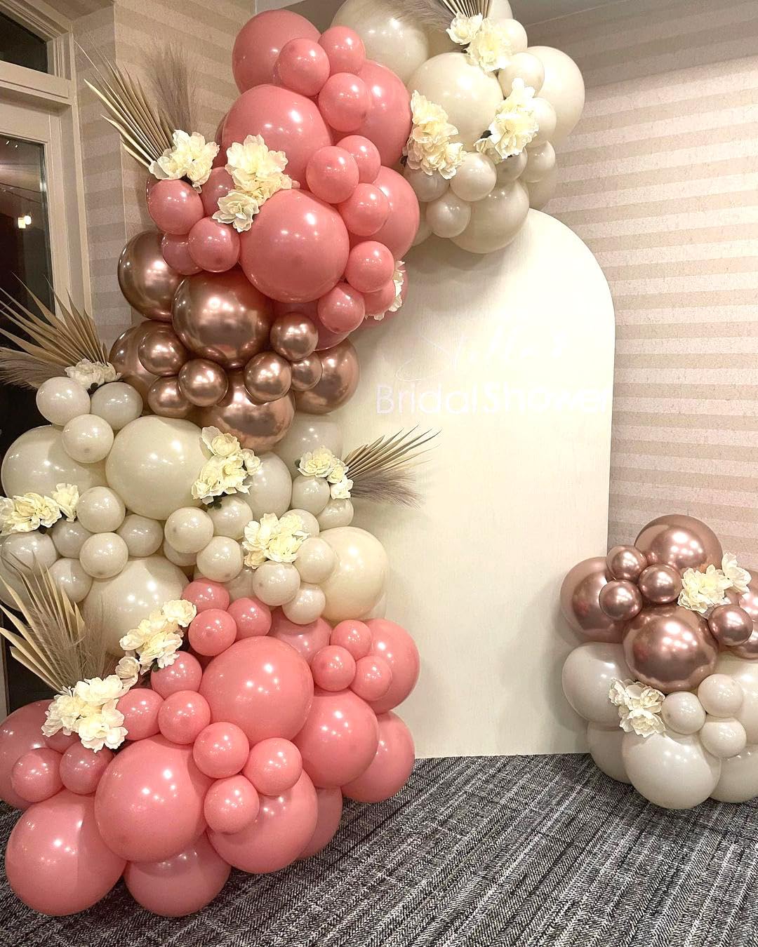 Retro Blush Pink Latex Balloons, 60Pcs 12Inch Dusty Pink Metallic Chrome Rose Gold Balloons Beige Blush Latex Balloons Designed for Wedding Anniversary Celebrations, Events Decoration Adult Occasions