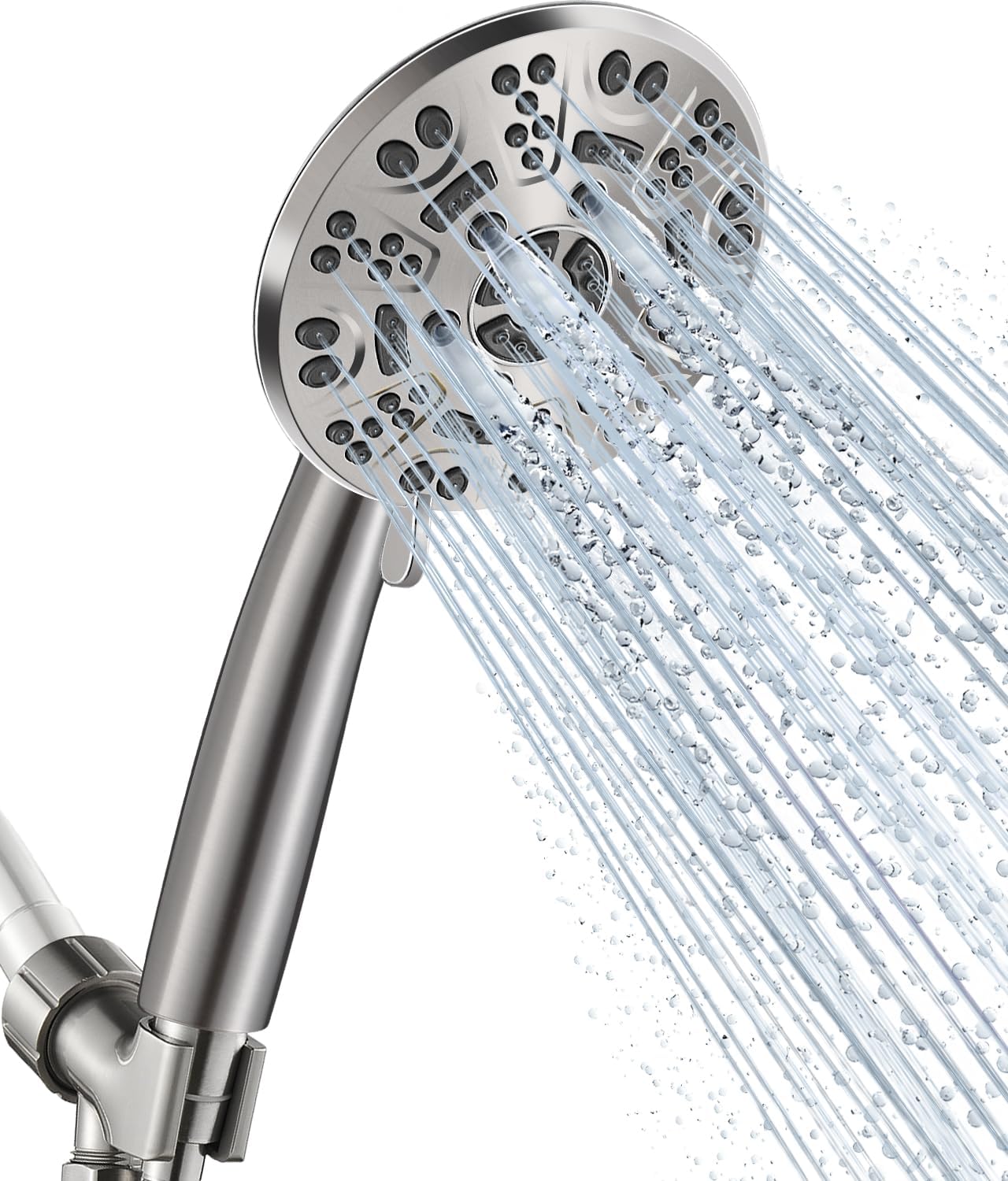Cobbe High Pressure 8 Functions Shower Head with handheld - Powerful Detachable Shower Head Set for Low Water Pressure - Tool-less 1-Min Installation, Extra Long Stainless Steel Hose (Brushed Nickel) 8 Spray-Settings 1. Brushed Nickel