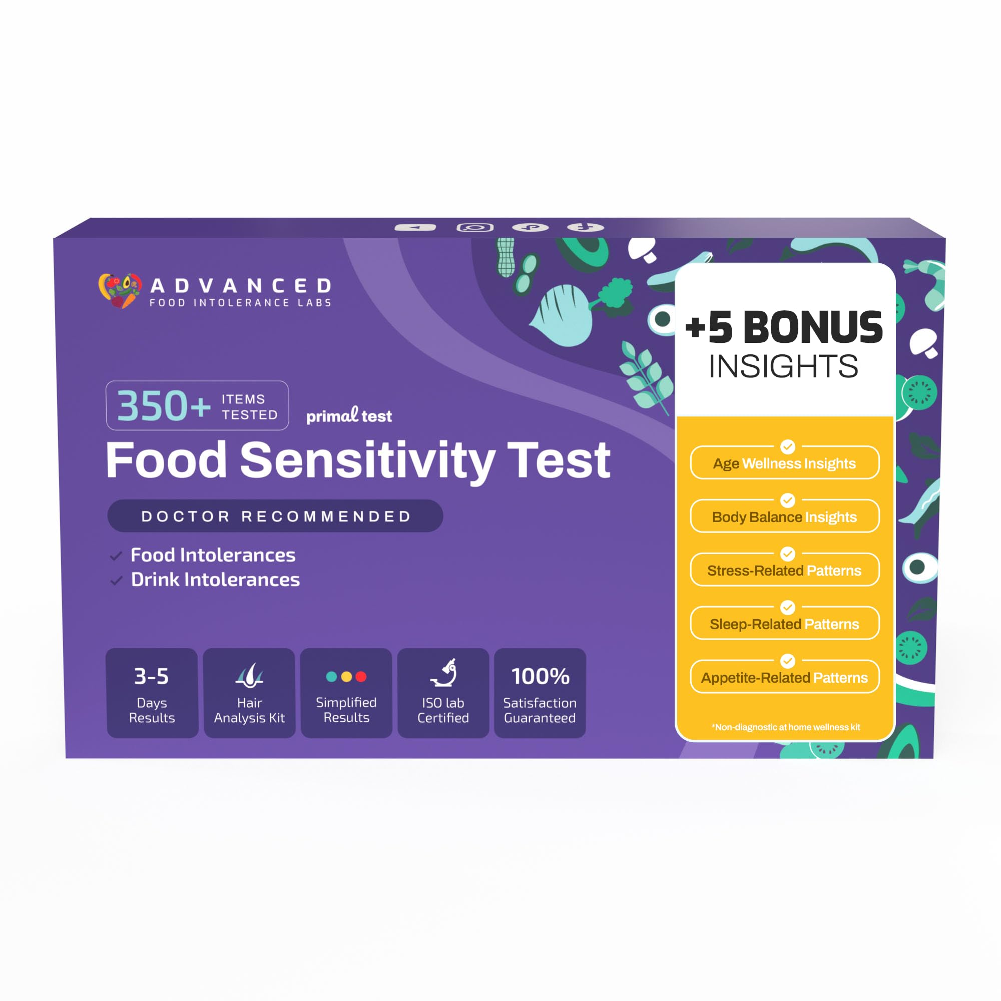 AFIL 350+ Foods, Gluten, Dairy, Proteins, Soy, at-Home Wellness Test Kit, Trusted Hair Analysis for Adults & Kids, at-Home Health Non-Invasive