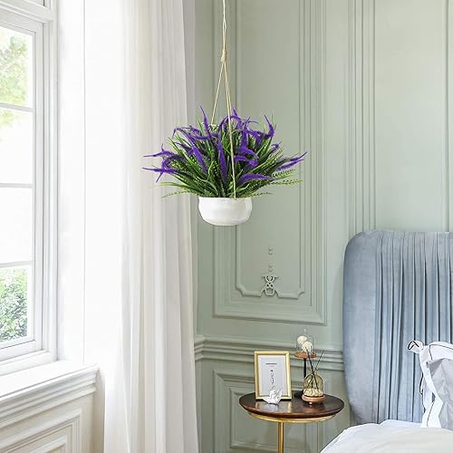 Miniatura 7 de RECUTMS Flores artificiales artificiales, 8 paquetes de plantas de follaje de plástico sintético resistentes a los rayos UV, arbustos para jardín,