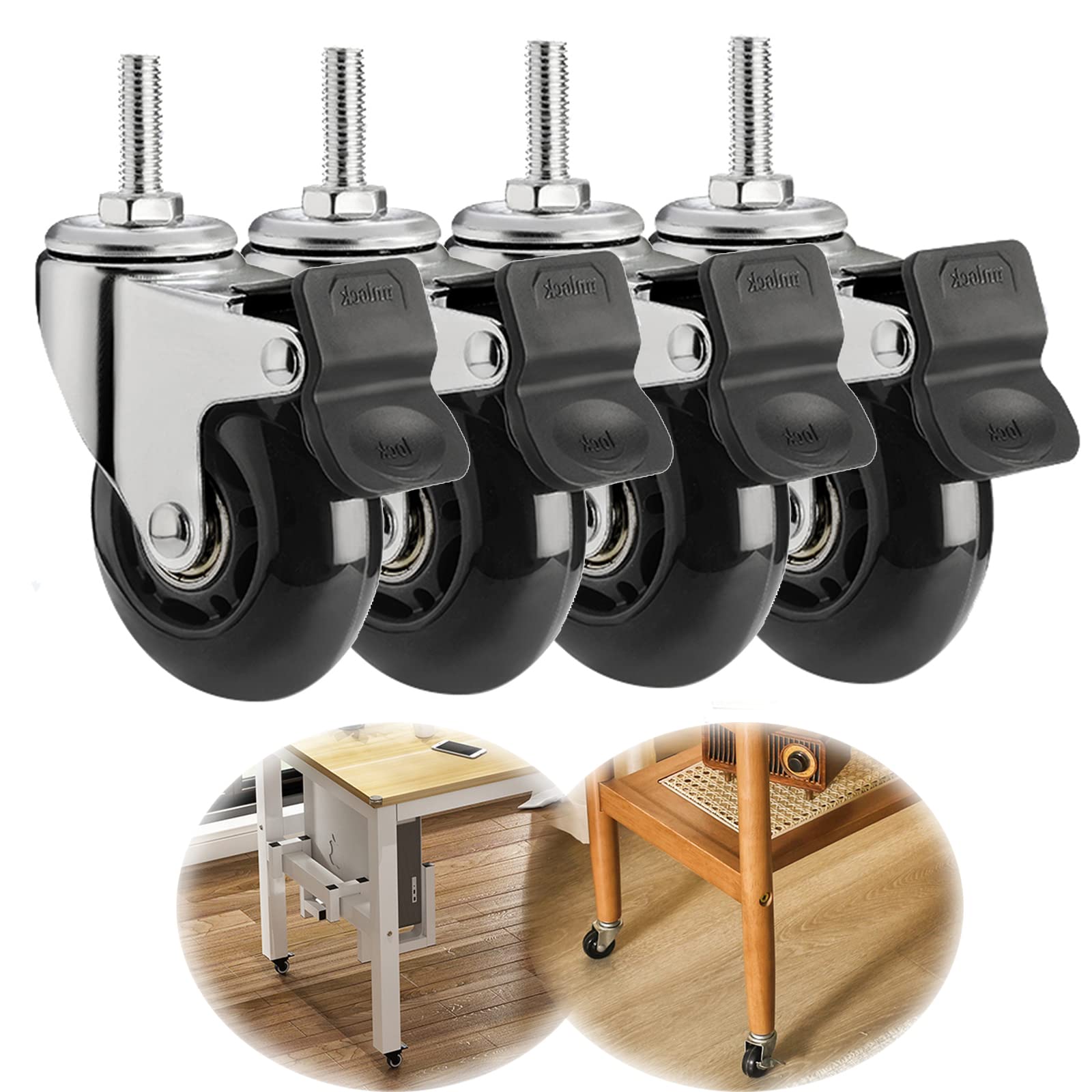 Roulettes robustes 200 kg charge lourde avec frein pour atelier