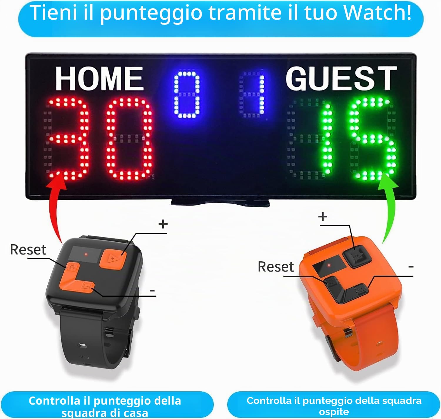 YZ Tabellone segnapunti elettronico a LED con Controllo dell'orologio, tabellone segnapunti Digitale con Telecomando, tabellone segnapunti Portatile per Basket, segnapunti Digitale per Tennis