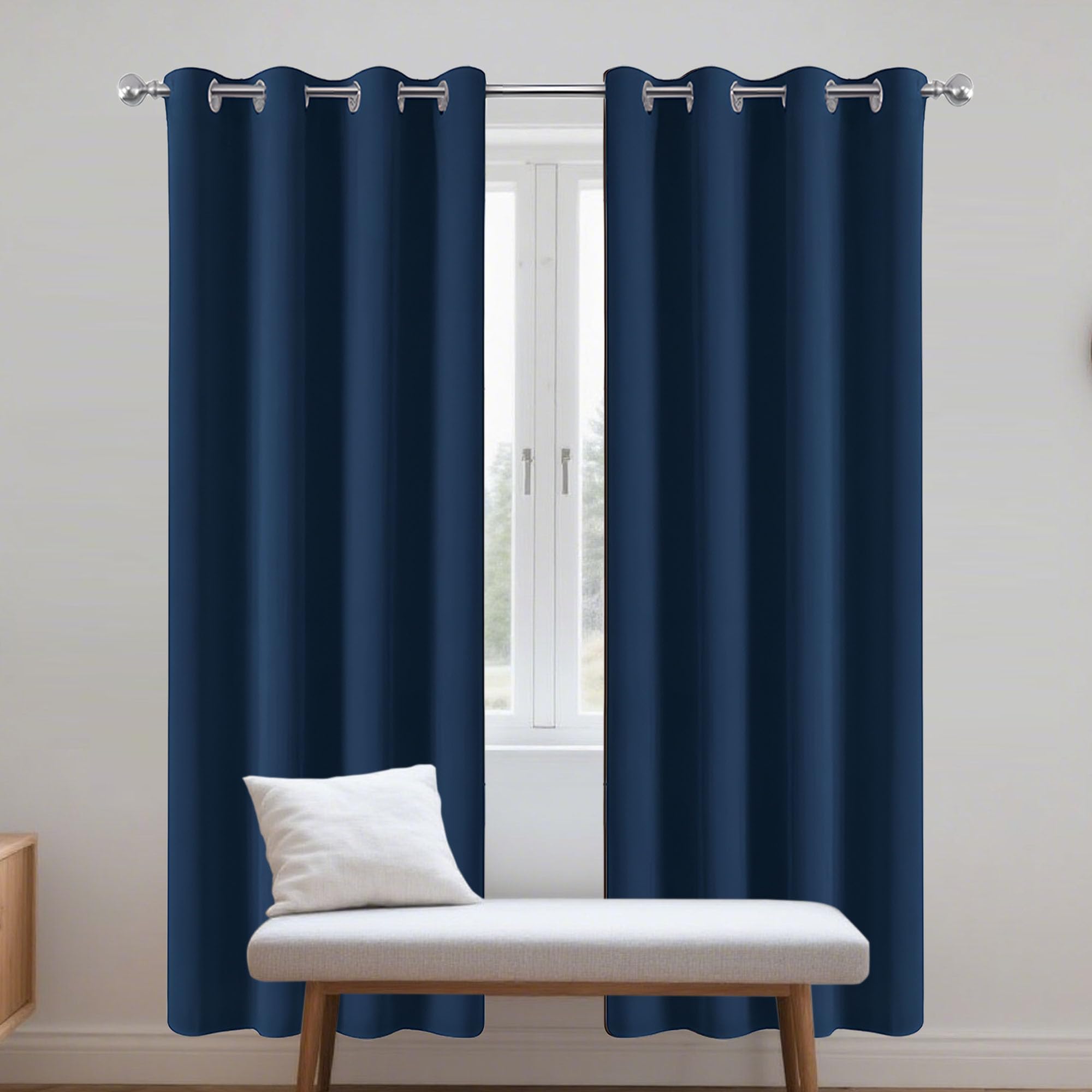 Rideau occultant 210 x 330 cm bleu foncé isolant thermique JIAFANG
