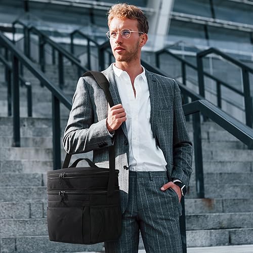 Miniatura 7 de MIER Lonchera para hombres con aislamiento expandible de doble compartimento, bolsa a prueba de fugas con bolsillos delanteros y traseros para