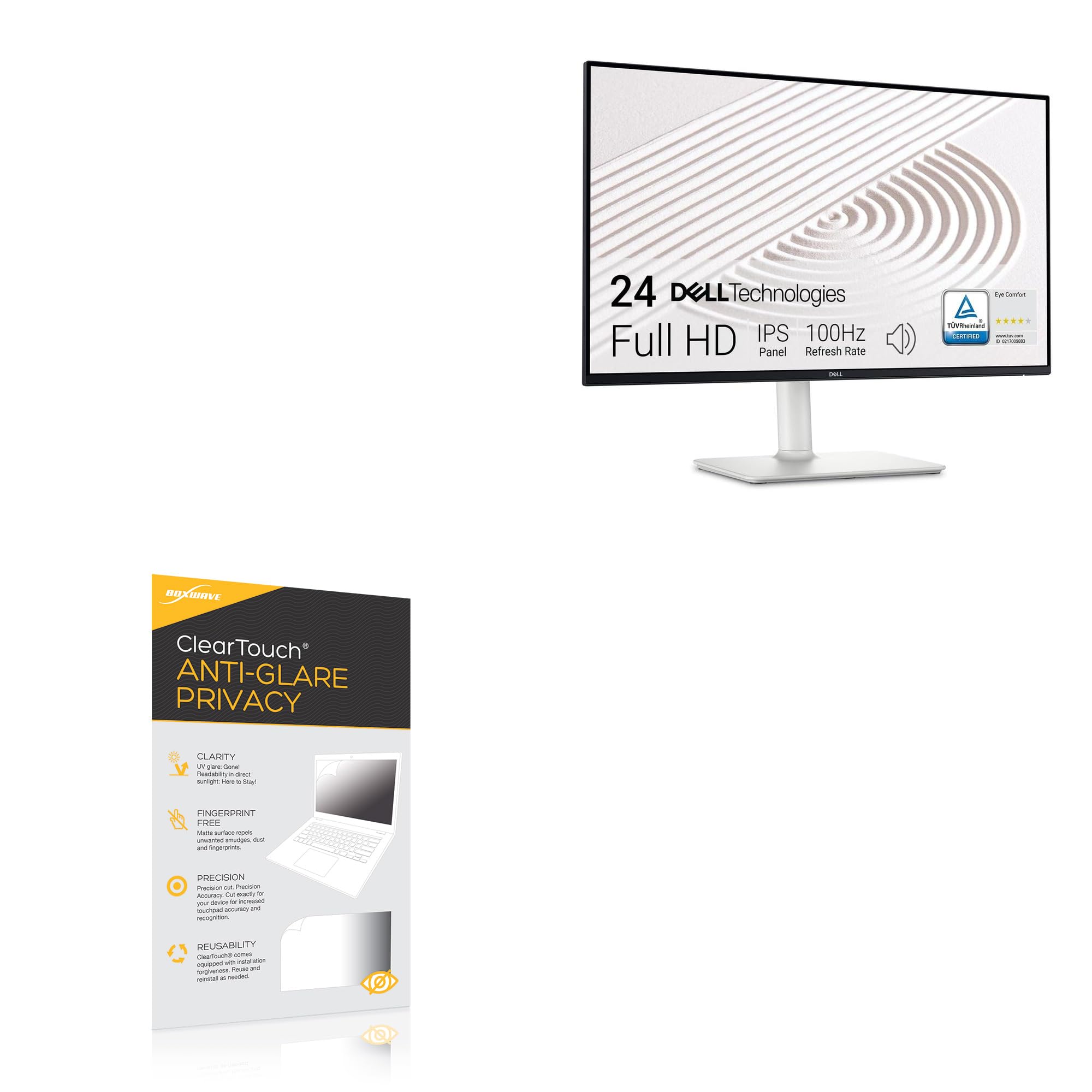 BoxWave Screen Protector Compatible With Dell S2425HS Monitor - ClearTouch Anti-Glare Privacy (2-Pack), Privacy Screen Protector Flexible Film Anti-Glare