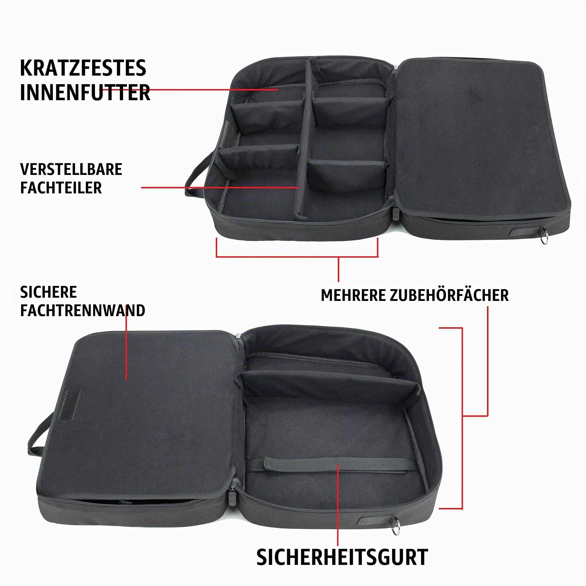 USA Gear Audio-Mixer-Tasche – Podcast-Mixer-Reisetasche mit Kratzfester Innenseite und Anpassbarer Aufbewahrung – Kompatibel mit RODECaster Pro, RODECaster Pro II und Mehr Geräten (Schwarz)