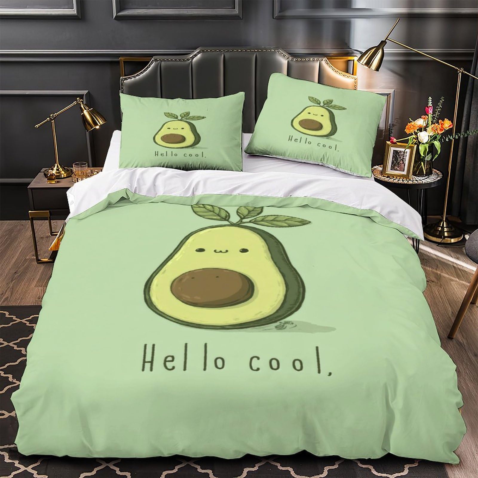 Parure de lit avocat pour couple amoureux lit simple 3D